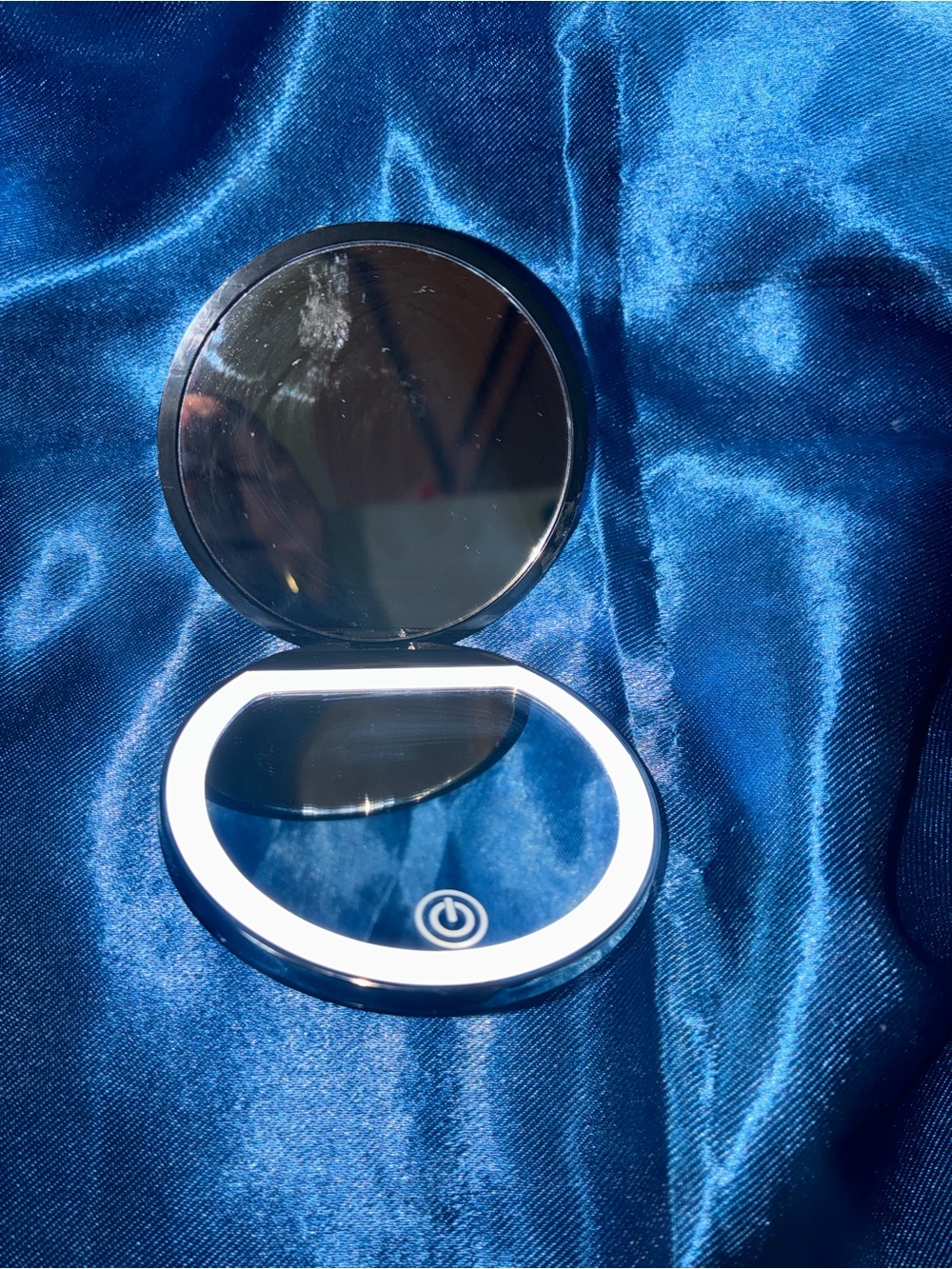 LED Lighted Compact Mirror - Black and gold elephant